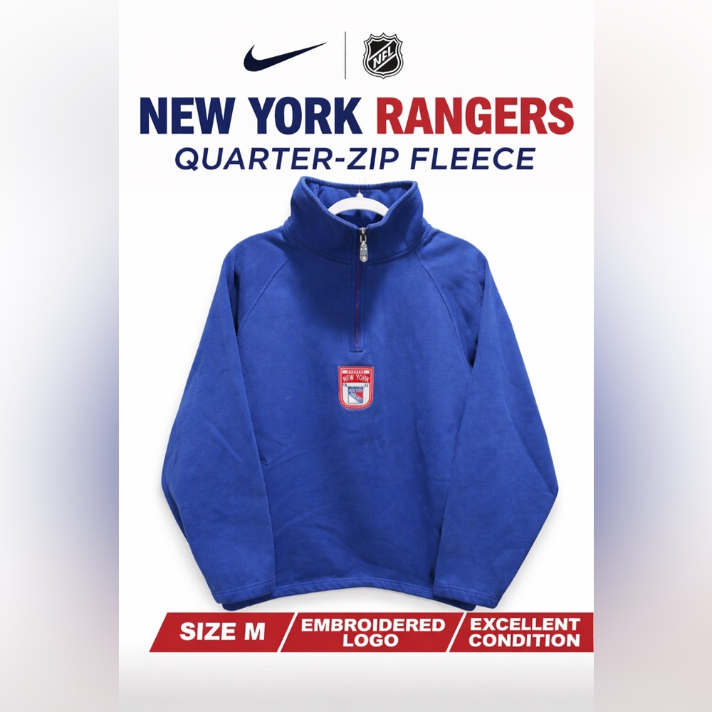 Nike New York Rangers Quarter Zip Fleece Pullover Size M Embroidered Logo